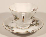 Vintage Royal Albert Bone China England Red Rose Buds with Light Blue and White Flowers Tea Cup & Saucer Set