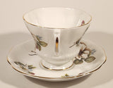 Vintage Royal Albert Bone China England Red Rose Buds with Light Blue and White Flowers Tea Cup & Saucer Set