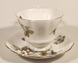 Vintage Royal Albert Bone China England Red Rose Buds with Light Blue and White Flowers Tea Cup & Saucer Set