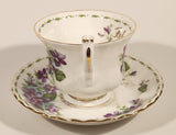 Vintage 1970s Royal Albert Flower of the Month Series February Violet Purple Flowers Bone China Tea Cup & Saucer Set