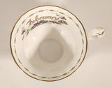Vintage 1970s Royal Albert Flower of the Month Series February Violet Purple Flowers Bone China Tea Cup & Saucer Set