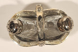 Vintage Silver Plated Zinc Salt and Pepper Shaker Set in Silver Plated Basket