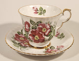 Vintage Royal Windsor Bone China Floral Emblem of Alberta The Wild Rose Red Roses Flowers Tea Cup & Saucer Set