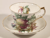 Vintage Regency Genuine Bone China England Apple Grapes and Berries Fruits Tea Cup & Saucer Set