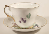 Vintage Regency Genuine Bone China England Apple Grapes and Berries Fruits Tea Cup & Saucer Set