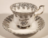 Vintage Royal Albert Bone China England Congratulation 25th Anniversary Tea Cup & Saucer Set
