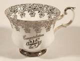 Vintage Royal Albert Bone China England Congratulation 25th Anniversary Tea Cup & Saucer Set