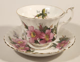 Vintage Royal Albert Bone China England Prairie Rose Pink Flower Tea Cup & Saucer Set