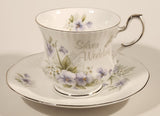 Vintage Rosina China Co Ltd. Queen's Fine Bone China Silver Wedding Tea Cup & Saucer Set