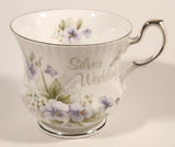 Vintage Rosina China Co Ltd. Queen's Fine Bone China Silver Wedding Tea Cup & Saucer Set