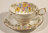 Vintage Delphine China Made in England Pink Yellow Blue Flowers Tea Cup & Saucer Set