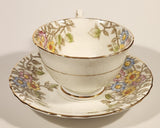 Vintage Delphine China Made in England Pink Yellow Blue Flowers Tea Cup & Saucer Set