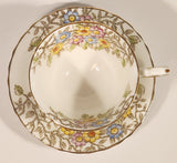 Vintage Delphine China Made in England Pink Yellow Blue Flowers Tea Cup & Saucer Set