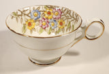 Vintage Delphine China Made in England Pink Yellow Blue Flowers Tea Cup & Saucer Set