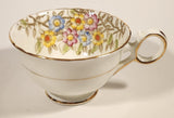 Vintage Delphine China Made in England Pink Yellow Blue Flowers Tea Cup & Saucer Set