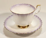 Vintage Royal Albert Bone China England "Rainbow" White with Purple and Gold Trim Tea Cup & Saucer Set