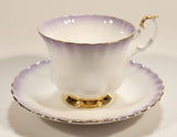 Vintage Royal Albert Bone China England "Rainbow" White with Purple and Gold Trim Tea Cup & Saucer Set