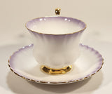 Vintage Royal Albert Bone China England "Rainbow" White with Purple and Gold Trim Tea Cup & Saucer Set
