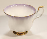 Vintage Royal Albert Bone China England "Rainbow" White with Purple and Gold Trim Tea Cup & Saucer Set
