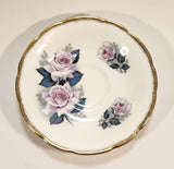 Vintage H M Royal Sutherland Bone China England Pink Roses Flowers Tea Cup & Saucer Set