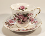 Vintage Queen Anne Pink Roses Flowers Tea Cup & Saucer Set