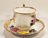 Vintage Royal Albert Bone China England Yellow and Pink Roses Flowers Gold Trim Tea Cup & Saucer Set