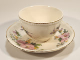Vintage Sovereign Potteries & Earthenware Made in Canada Pink Flowers Gold Trim Tea Cup & Saucer Set