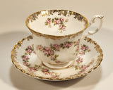 Vintage Royal Albert Bone China England Dimity Rose Pink Roses Flowers Gold Trim Tea Cup & Saucer Set