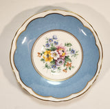 Vintage Crown Fine Bone China Staffordshire England Mixed Flower Pattern Blue and White Gold Trim Tea Cup Saucer