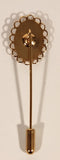 Vintage Needlepoint Style Pink Rose Flowers Gold Tone Ring Bordered Stick Pin