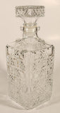 Vintage Diamond Pattern Square Shaped Clear Glass Whiskey Decanter Bottle