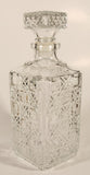 Vintage Diamond Pattern Square Shaped Clear Glass Whiskey Decanter Bottle