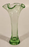 Vintage 1930s Ruffled Edge Lime Green Depression Glass Vase