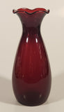 Vintage 1950s Anchor Hocking Ruffled Edge Royal Ruby Red 6 5/8" Glass Vase