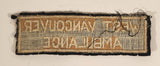 Rare Vintage West Vancouver Ambulance Embroidered Fabric Patch Badge