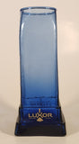 Luxor Hotel Casino Las Vegas Embossed Hieroglyphs Pillars Cobalt Blue 9" Glass Cup