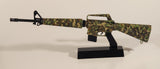 Rare GoatGuns "Digies" Colt M16A1 Assault Rifle Splattered Jungle Camo 1:3 Scale Heavy Metal Paperweight Desktop Model with Stand