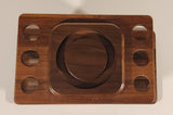 Vintage Decatur Industries Genuine Walnut Wood 6 Hole Pipe Rest Holder Tobacco Humidor