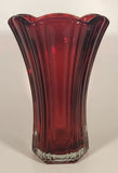 Vintage Anchor Hocking Ruby Red 8 3/8" Heavy Glass Flower Vase