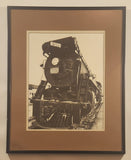 Vintage CNR Canadian National Railway 6015 Steam Engine Train Locomotive Framed Enlarged Black and White Photograph