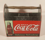 Drink Coca Cola Delicious Refreshing Galvanized Metal Drink Carrying Case with Wood Handle