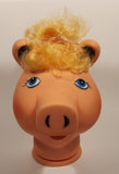 Pig Piggy Head with Blonde Hair and Blue Eyes Doll Craft Head