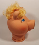 Pig Piggy Head with Blonde Hair and Blue Eyes Doll Craft Head
