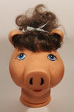 Pig Piggy Head with Brown Hair and Blue Eyes Doll Craft Head