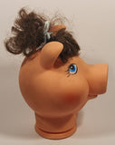 Pig Piggy Head with Brown Hair and Blue Eyes Doll Craft Head