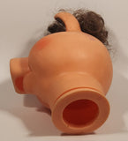 Pig Piggy Head with Brown Hair and Blue Eyes Doll Craft Head