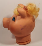 Pig Piggy Head with Blonde Hair and Blue Eyes Doll Craft Head