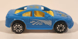 Unknown Brand Yellow Checker Design Blue Plastic Die Cast Toy Car Vehicle