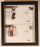 2015 Canada Post Day of Issue NHL Goalies Ken Dryden and Gump Worsley Montreal Canadiens Stamp / Envelope Framed