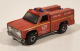 1978 Hot Wheels Emergency Squad Rescue Ranger Red Fire Truck Die Cast Toy Car Vehicle - BW - Blue Lights - Hong Kong